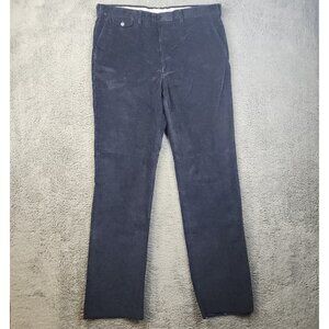 Vintage Corduroy Pants 36x36 Navy Blue Cords Flat Front Straight Leg Unhemmed